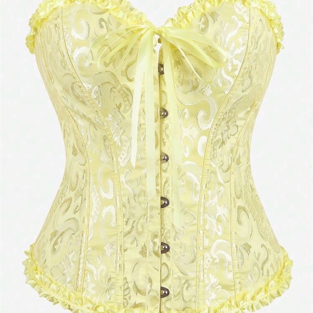Elegant Yellow Lace Corset
